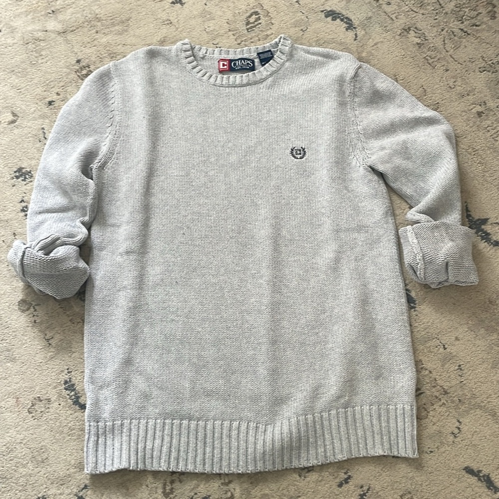 Chaps grey cotton crew neck sweater
